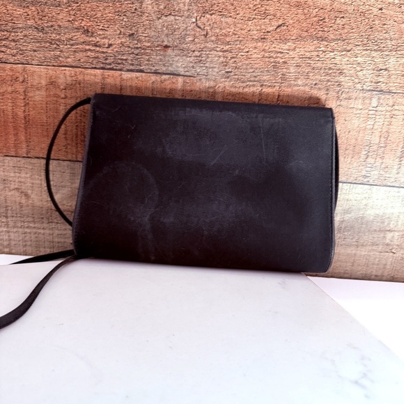 Vintage Givenchy Calfskin Satin Emblem Crossbody Black - Picture 3 of 16